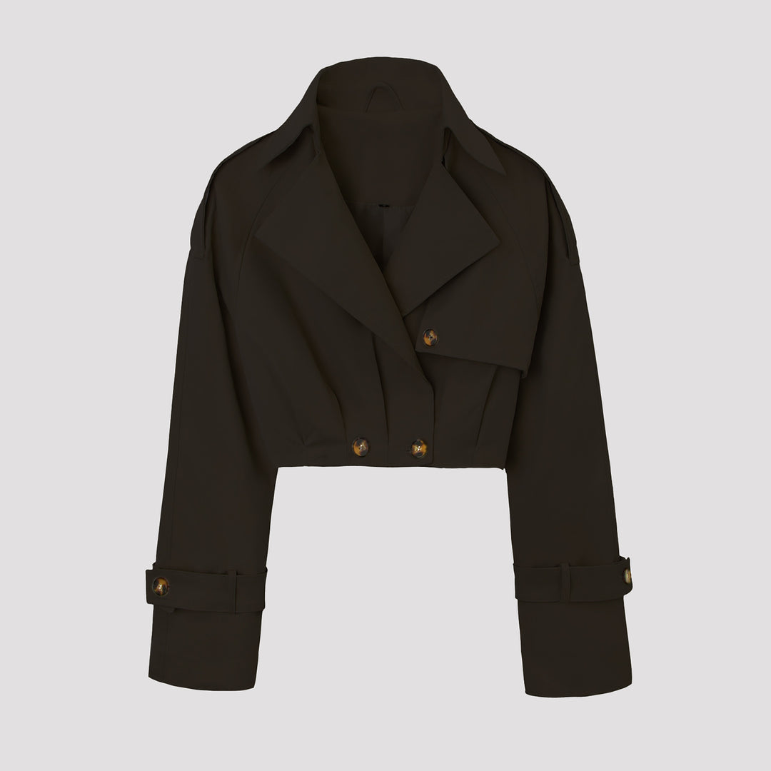 Damen Kurzjacke im Trenchcoat‑Stil mit weitem Revers Shop Nory