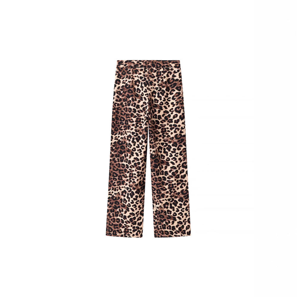 Damen Weite High‑Waist Palazzo‑Hose mit Leopardenmuster und fließendem Fall Shop Nory