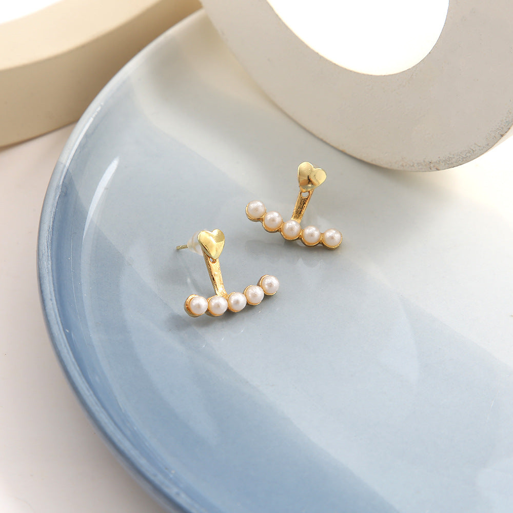 Damen Ohrringe mit herzförmigem Design und Perlenkette Shop Nory