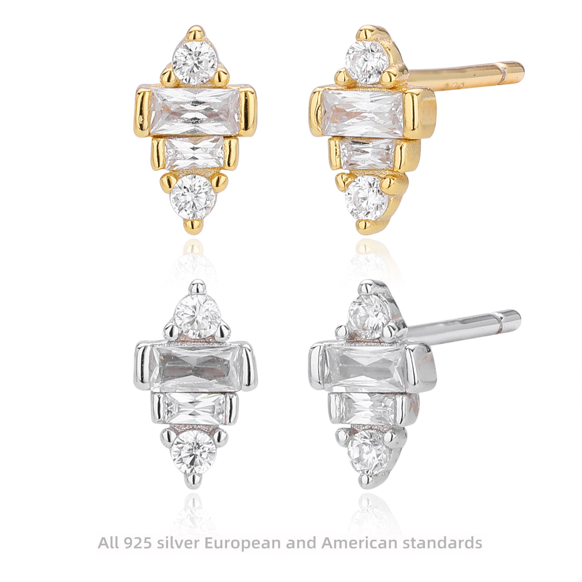 Damen Ohrstecker mit elegantem Zirkonbesatz aus hochwertigem 925 Sterling Silber Shop Nory