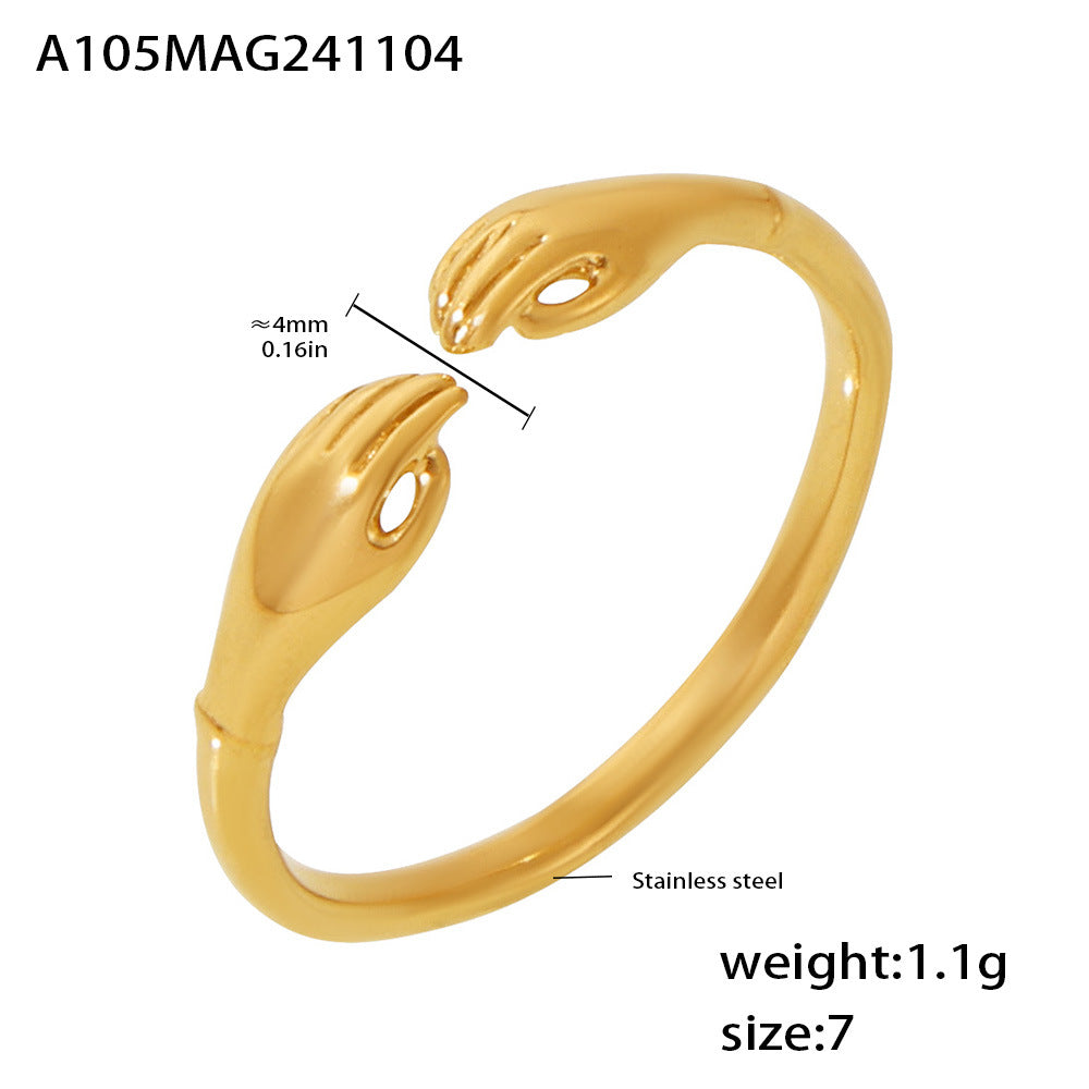 Damen Offener Armreif mit Handdesign aus hochwertigem Edelstahl Shop Nory