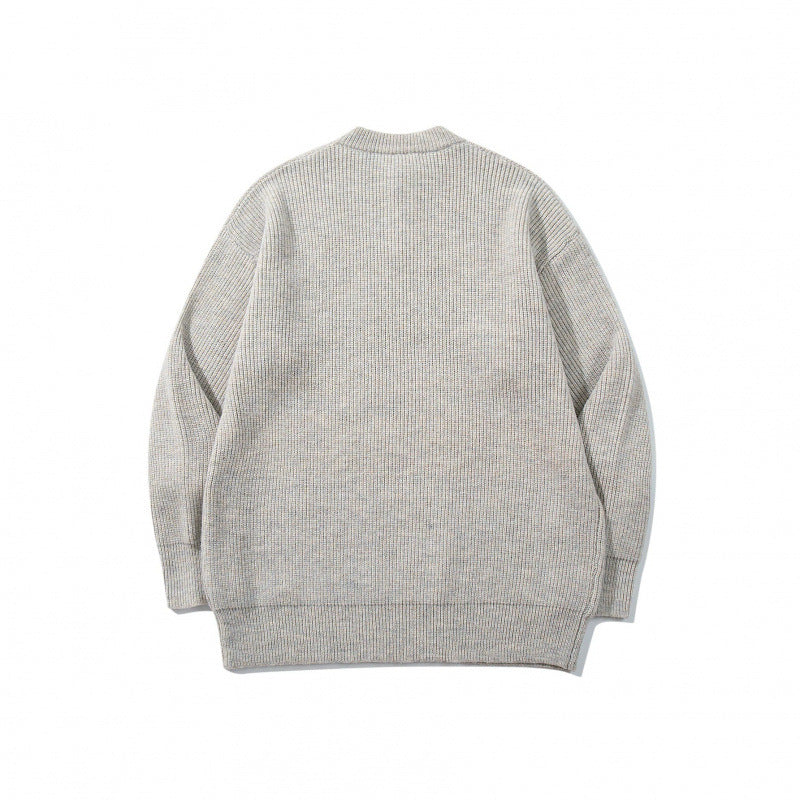Unisex Oversize Grobstrick-Henley-Pullover mit melierter Struktur und Rippabschlüssen Shop Nory