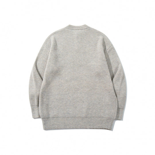 Unisex Oversize Grobstrick-Henley-Pullover mit melierter Struktur und Rippabschlüssen Shop Nory