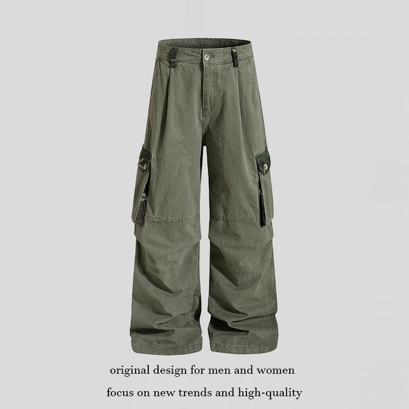 Damen weite Cargo-Hose im Utility-Stil mit hoher Taille und großzügigen Klappentaschen Shop Nory
