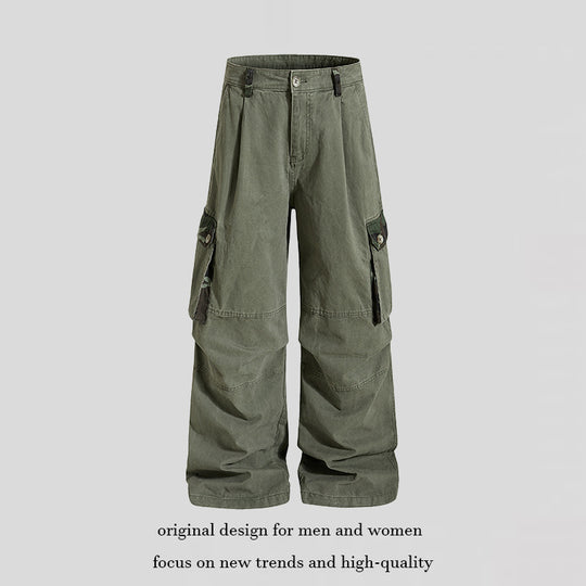 Damen weite Cargo-Hose im Utility-Stil mit hoher Taille und großzügigen Klappentaschen Shop Nory