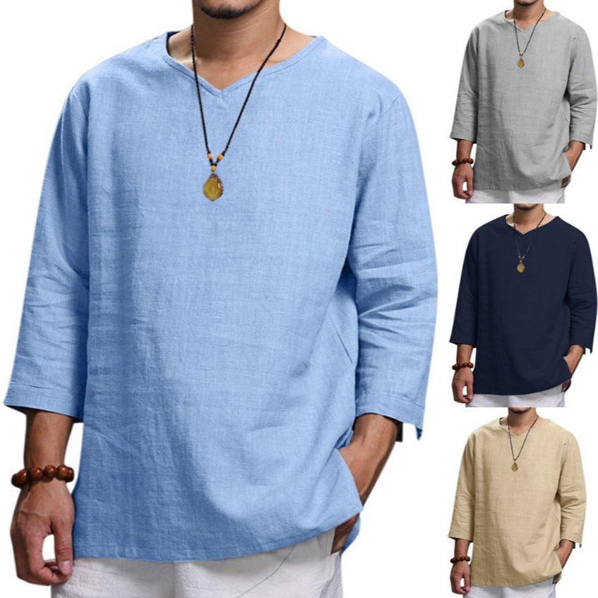 Herren Leichte Leinenbluse