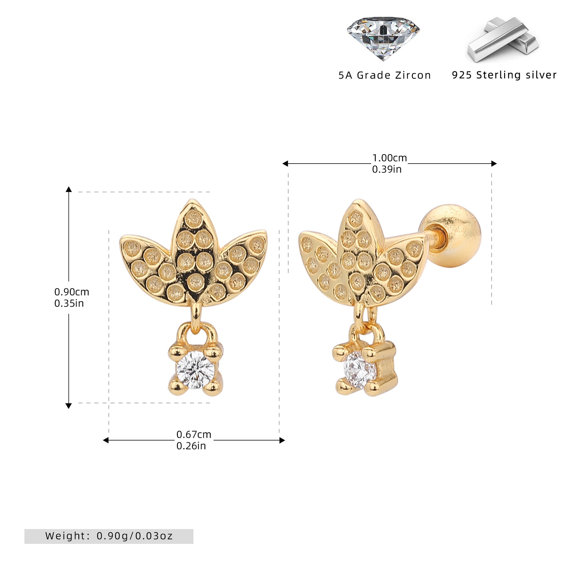 Damen Ohrstecker mit luxuriösem Blattdesign aus 925 Sterling Silber Shop Nory