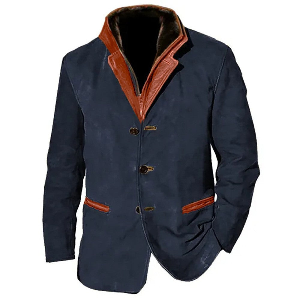 Herren elegante Wildlederjacke mit Kontrastdetails