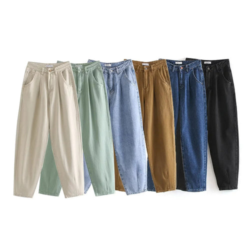 Damen Hochtaillierte Tapered‑Hose mit vorn gelegten Bundfalten und legerer Passform Shop Nory