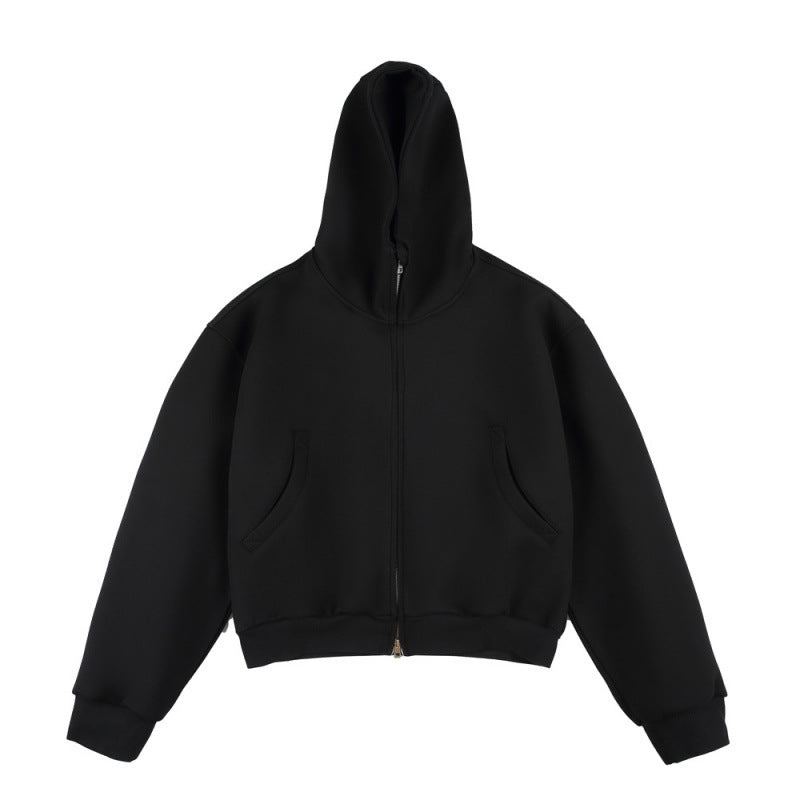 [Unisex] Kurze Boxy-Kapuzenjacke mit durchgehendem Reißverschluss und eingesetzten Eingrifftaschen Shop Nory