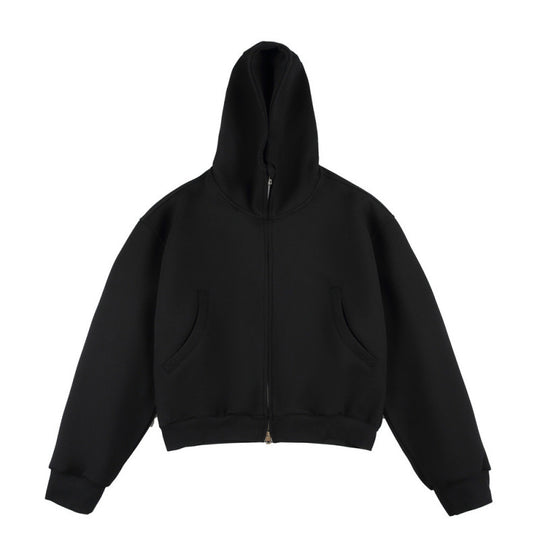 [Unisex] Kurze Boxy-Kapuzenjacke mit durchgehendem Reißverschluss und eingesetzten Eingrifftaschen Shop Nory