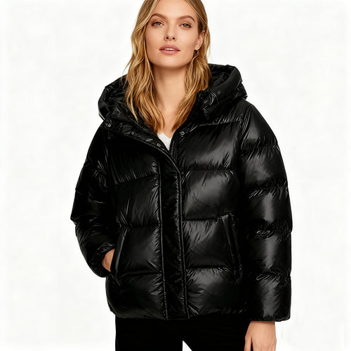 Damen Gesteppte Steppjacke mit Kapuze, Boxy-Schnitt und wasserabweisender Hülle Shop Nory