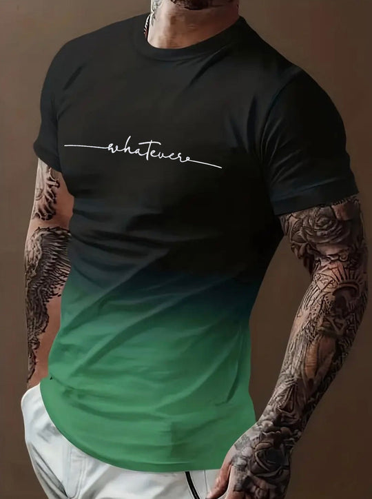 Herren T-Shirt mit modernem Farbverlauf und Palmenstickerei