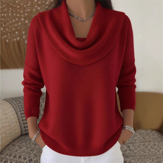 Damen Stylischer Bootcut Pullover mit Wasserfall-Ausschnitt Shop Nory