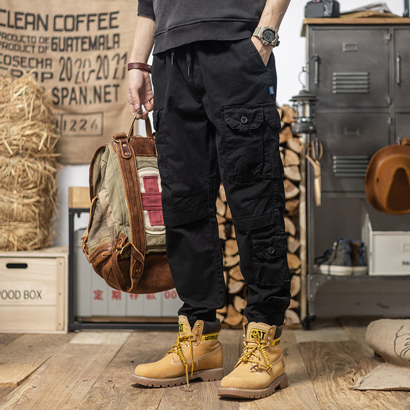 Herren Utility-Cargohose mit Kordelzug, elastischem Saum und Mehrfach-Taschen Shop Nory
