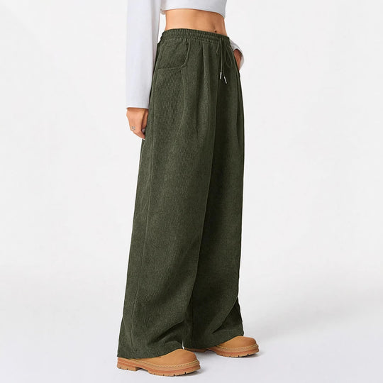 Damen Weite Cordhose aus Feincord mit hohem Elastikbund Shop Nory