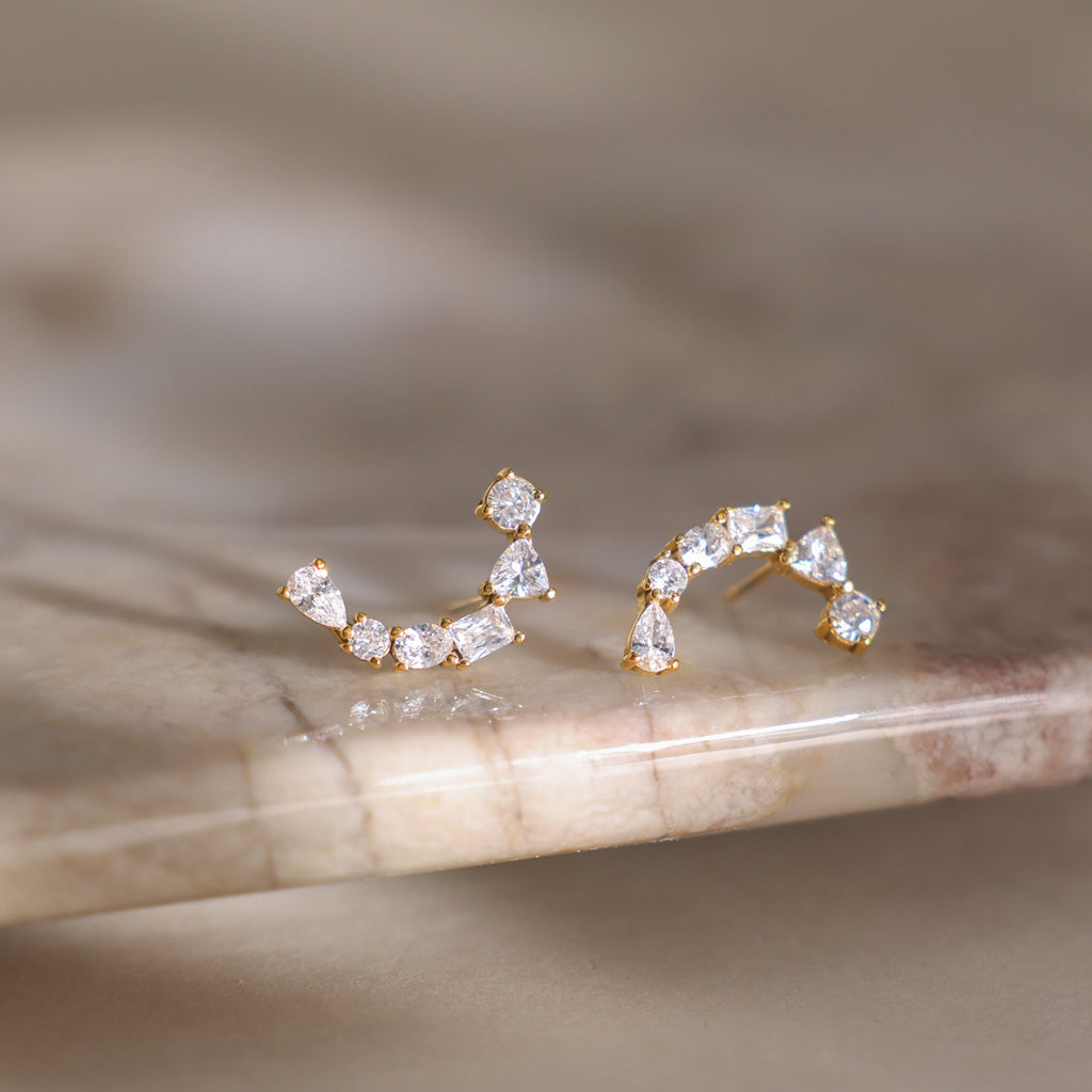 Damen Ohrhänger mit eleganten Zirkonia und hypoallergenem Edelstahl Shop Nory