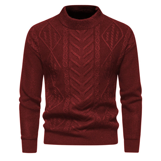Herren Strukturierter Mockneck-Strickpullover mit Zopf- und Chevron-Muster Shop Nory