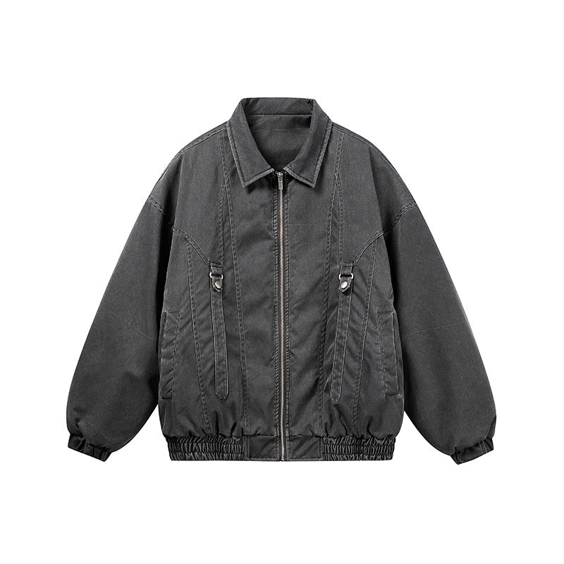 Unisex Oversize-Bomberjacke im Canvas-Look mit Reißverschluss, elastischem Saum und D-Ring-Details Shop Nory