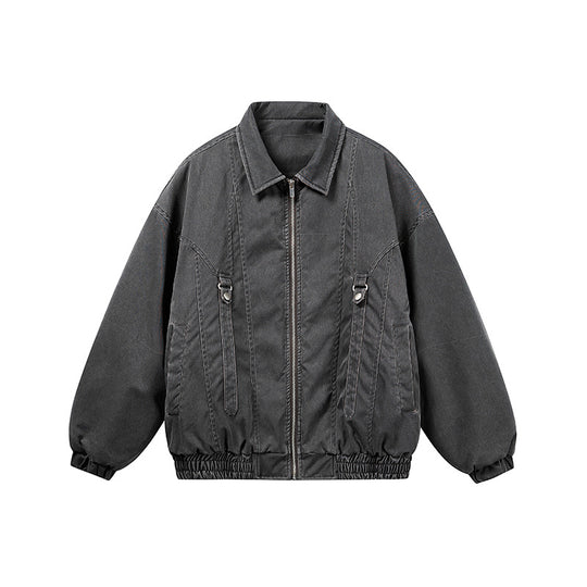 Unisex Oversize-Bomberjacke im Canvas-Look mit Reißverschluss, elastischem Saum und D-Ring-Details Shop Nory