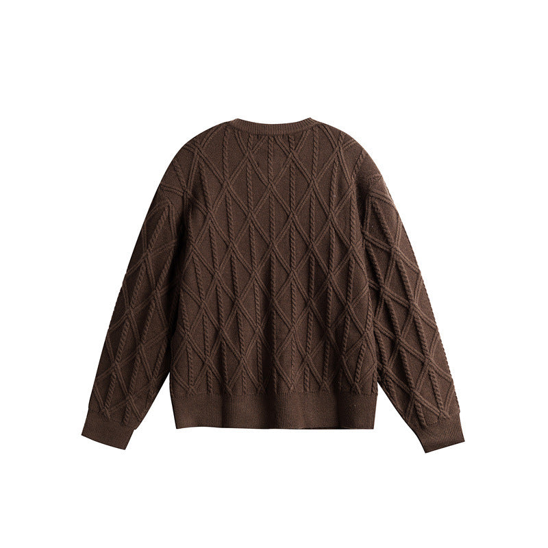 Damen Strickcardigan im Boxy Cut mit strukturierter Rautenmuster, Rundhalsausschnitt und durchgehender Knopfleiste Shop Nory