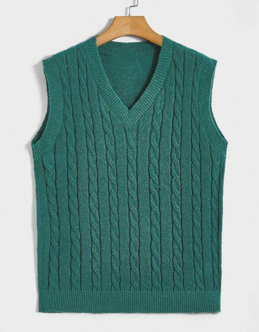 Damen Strickweste mit V-Ausschnitt und Zopfmuster