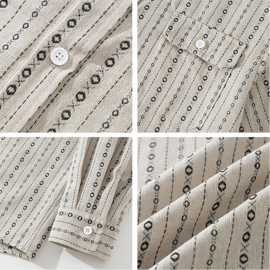 Herren Lockeres Hemd im Overshirt-Stil mit grafischem Streifenmuster und Brusttaschen Shop Nory