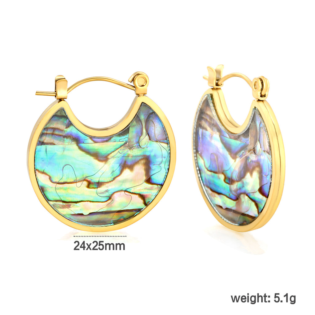 Damen Hängende Creolen mit buntem Muschel-Design und eleganter Goldbeschichtung Shop Nory