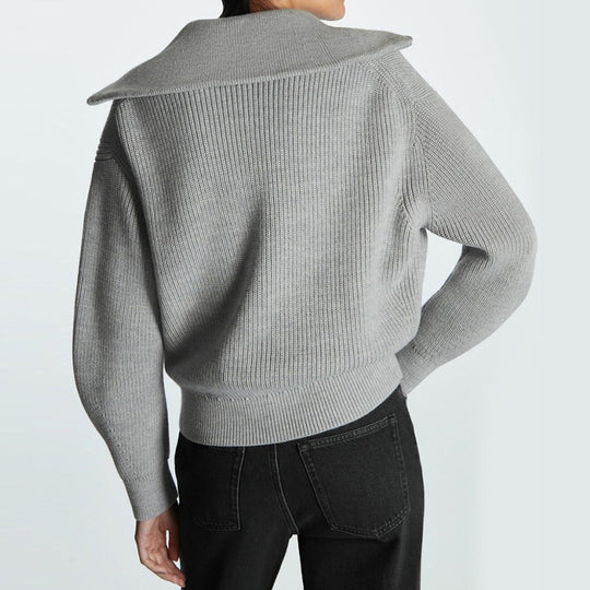 Damen Gestreifter Half‑Zip Strickpullover mit Matrosenkragen und überschnittener Schulter Shop Nory