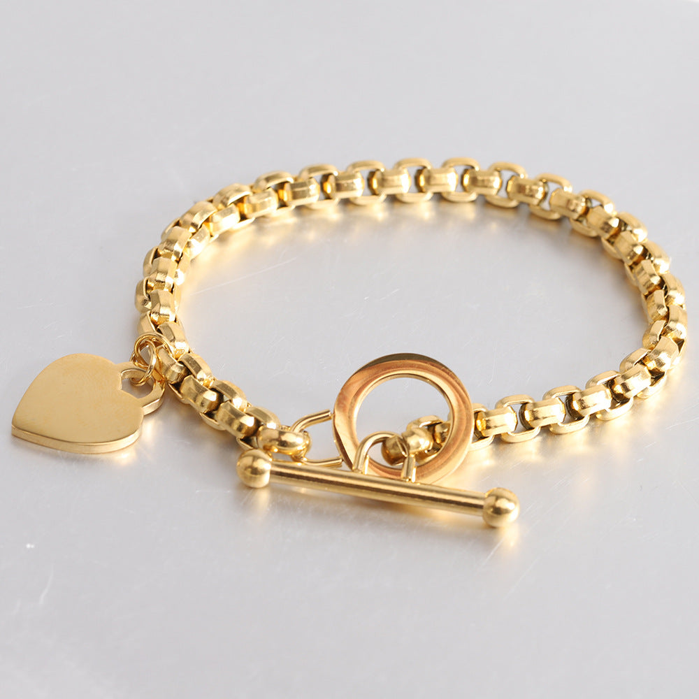 Damen Armband mit herzförmigem Anhänger und doppeltem Edelstahl-Design Shop Nory
