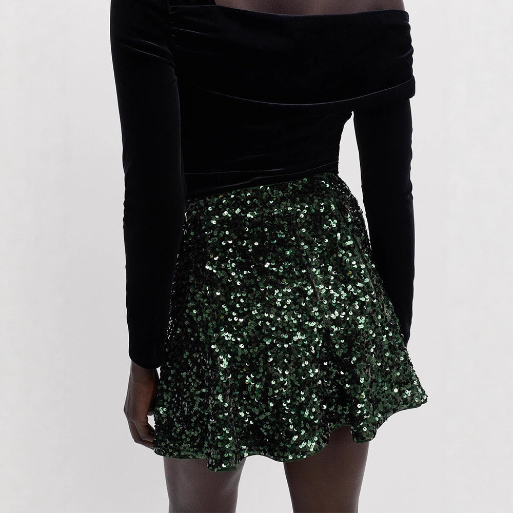 Damen Pailletten-Minirock mit taillierter Silhouette & leichtem A-Linien‑Schnitt Shop Nory