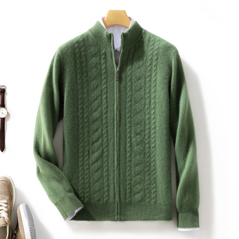 Herren Zipper‑Strickjacke mit Zopfmuster und Stehkragen Shop Nory
