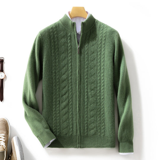 Herren Zipper‑Strickjacke mit Zopfmuster und Stehkragen Shop Nory