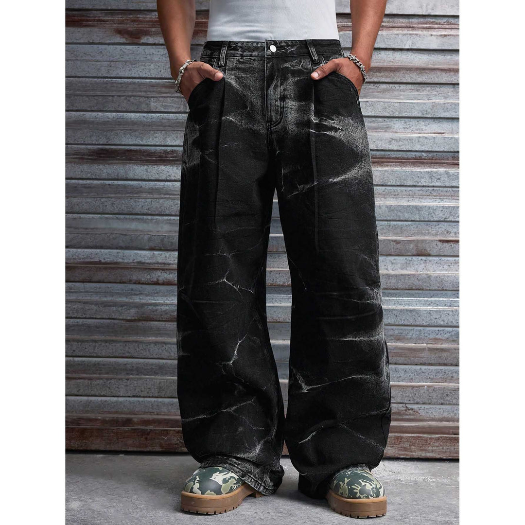 Herren Weit geschnittene Denim-Hosen mit besonderem Waschungseffekt Shop Nory