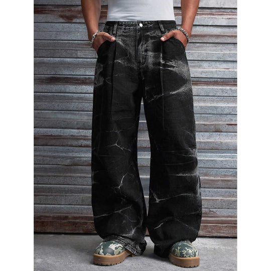 Herren Weit geschnittene Denim-Hosen mit besonderem Waschungseffekt Shop Nory