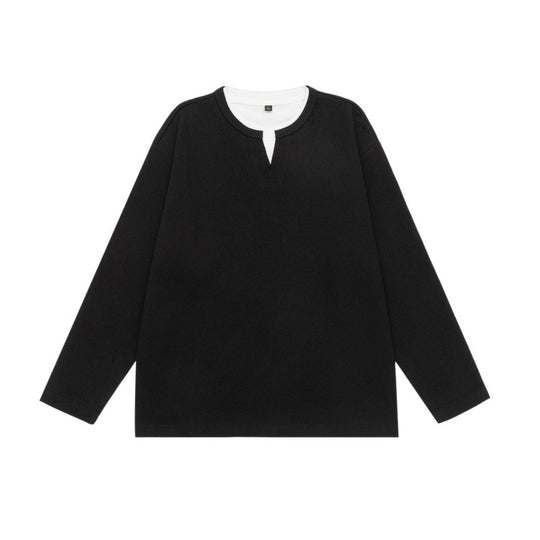 Unisex Oversize-Sweatshirt mit Notch-Ausschnitt und kontrastiertem Kragen-Einsatz Shop Nory