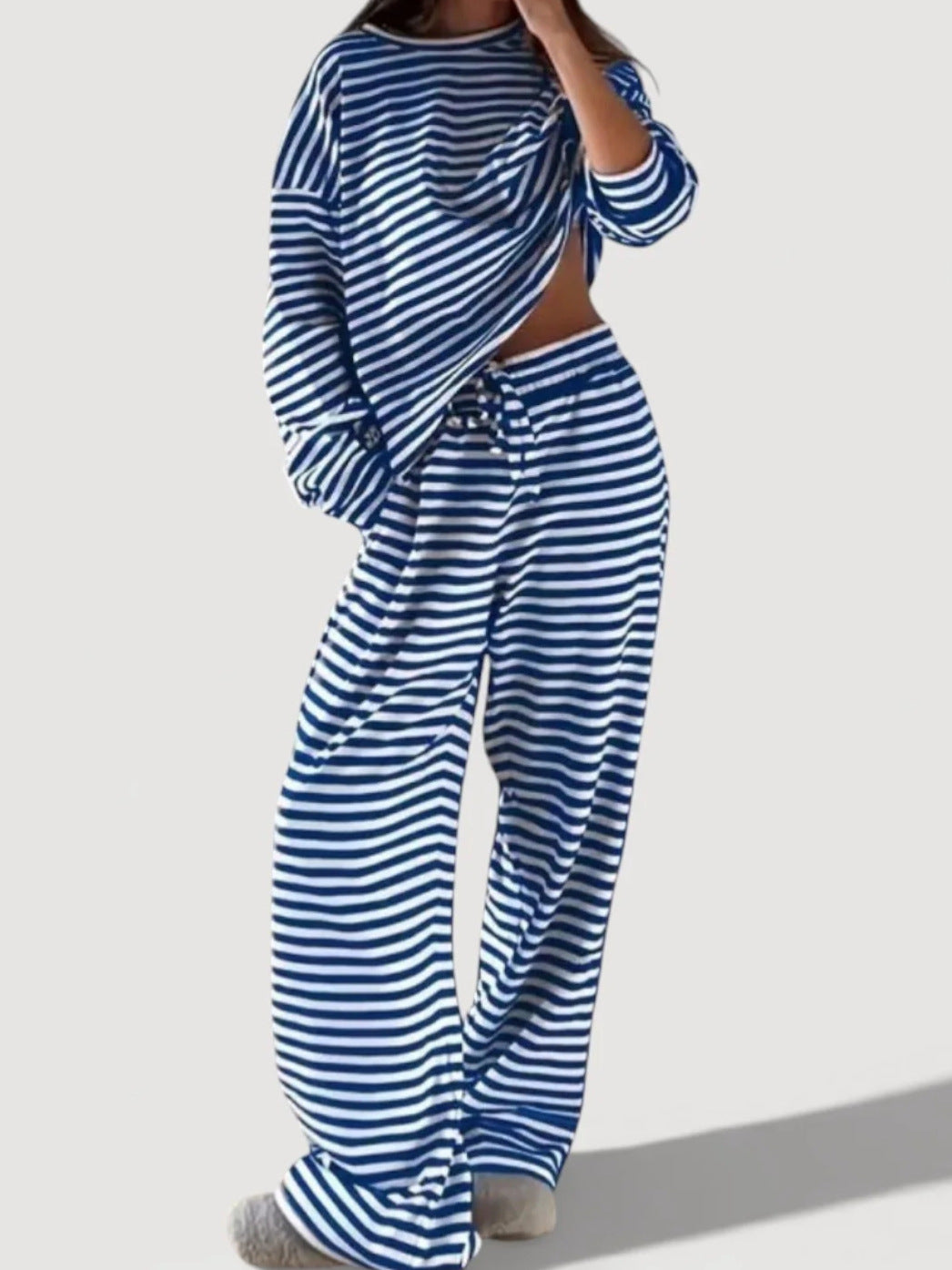 Damen Bequemes gestreiftes Lounge-Set