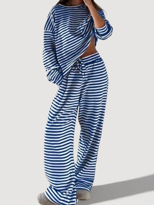 Damen Bequemes gestreiftes Lounge-Set
