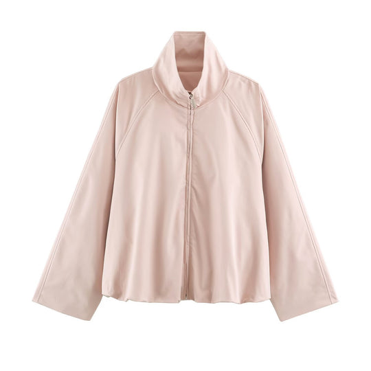 Damen Oversize-Trainingsjacke mit hohem Stehkragen, Raglanärmeln und verdecktem Reißverschluss Shop Nory