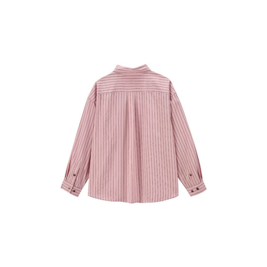 Damen Oversize Hemdbluse mit vertikaler Nadelstreifenoptik, Brusttasche und Kentkragen Shop Nory