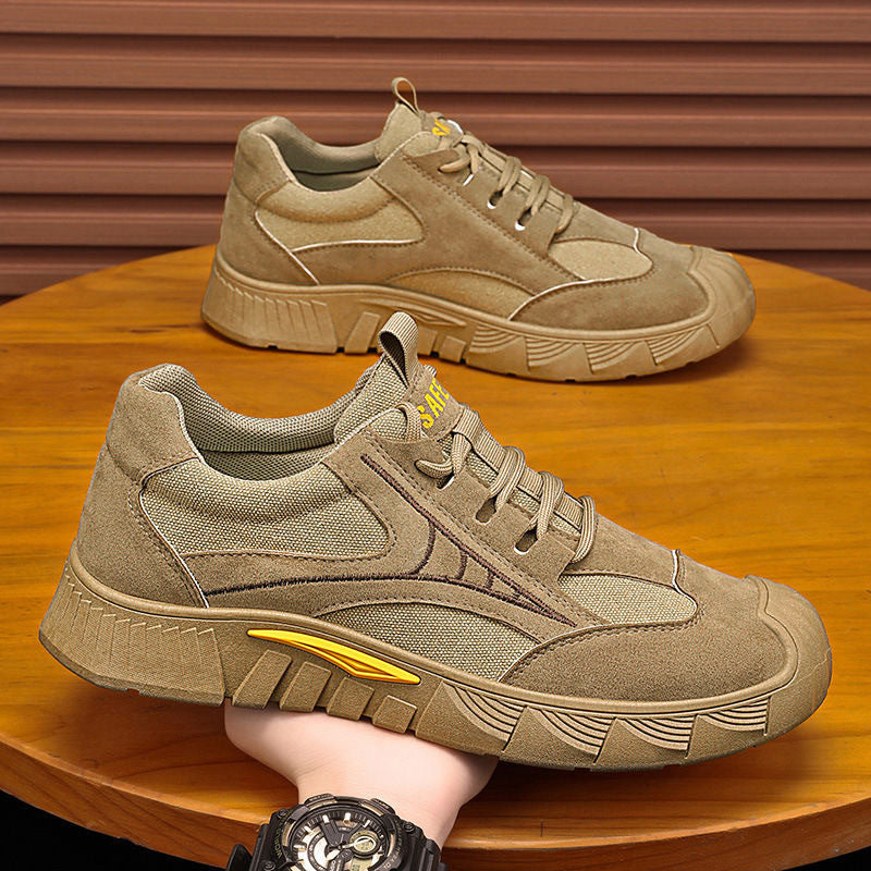 Herren Robust-gepolsterter Retro-Trail-Sneaker aus Velours- und Mesh-Mix mit auffälliger Profillaufsohle Shop Nory