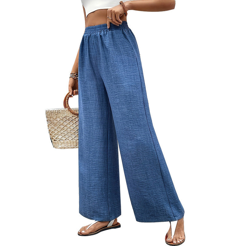 Damen Weit geschnittene Baumwollhose mit elastischem Bund Shopnory
