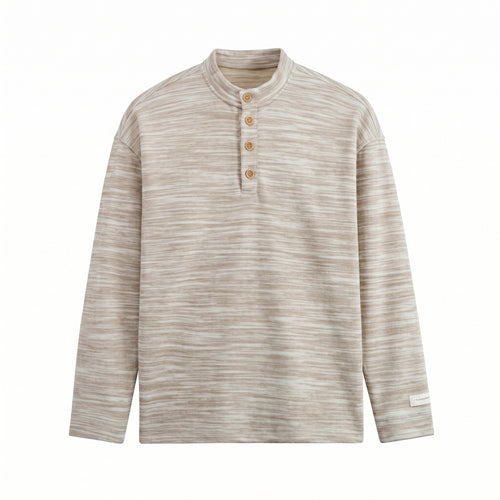 Herren Strukturierter Henley-Strickpullover mit Stehkragen und Melange-Struktur Shop Nory