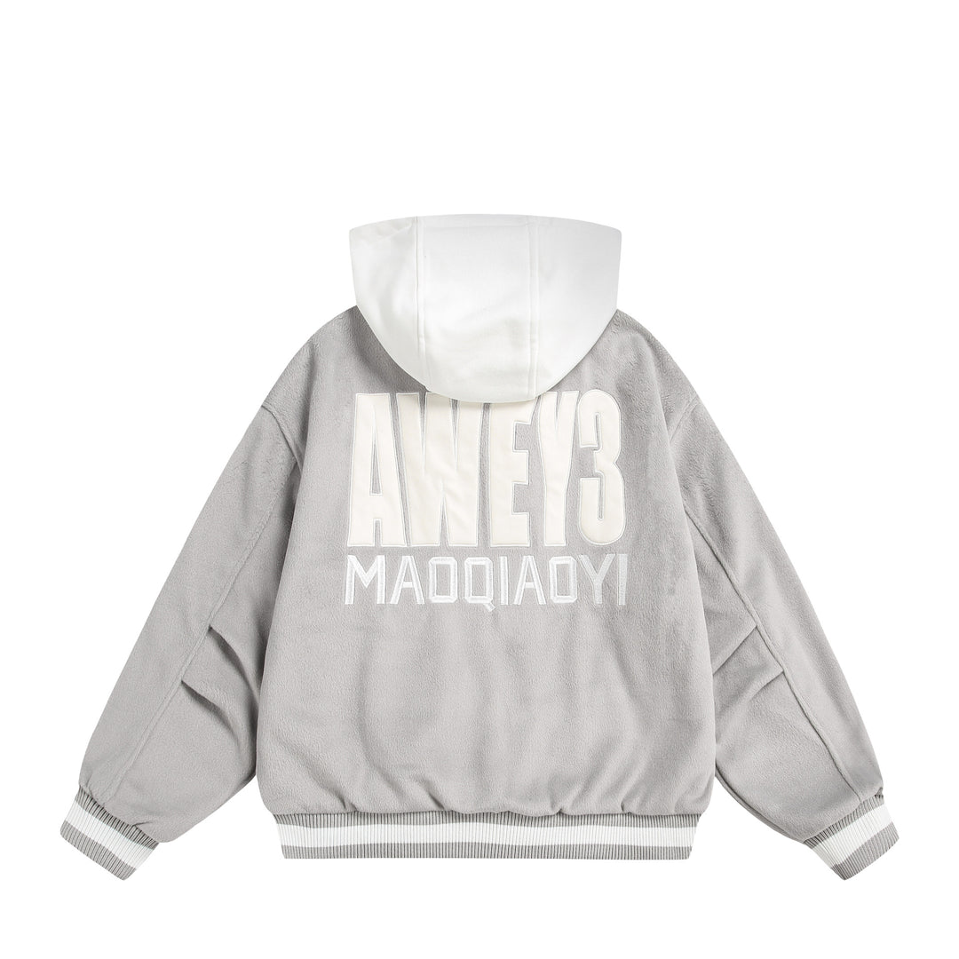 Unisex Oversize Fleece-Bomberjacke mit Kontrastkapuze Shop Nory