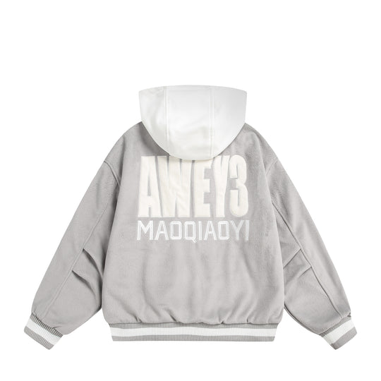 Unisex Oversize Fleece-Bomberjacke mit Kontrastkapuze Shop Nory