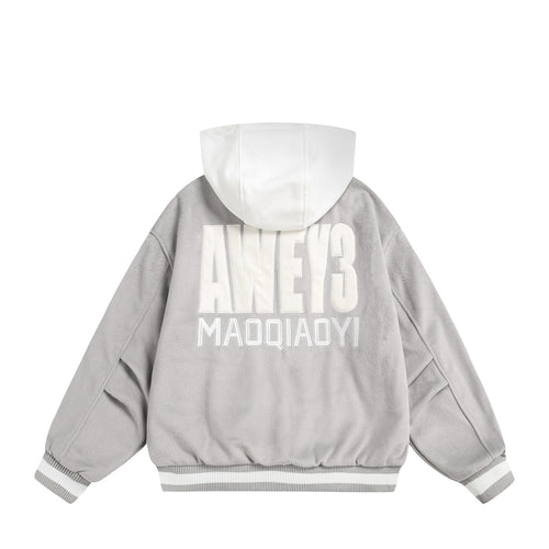Unisex Oversize Fleece-Bomberjacke mit Kontrastkapuze Shop Nory