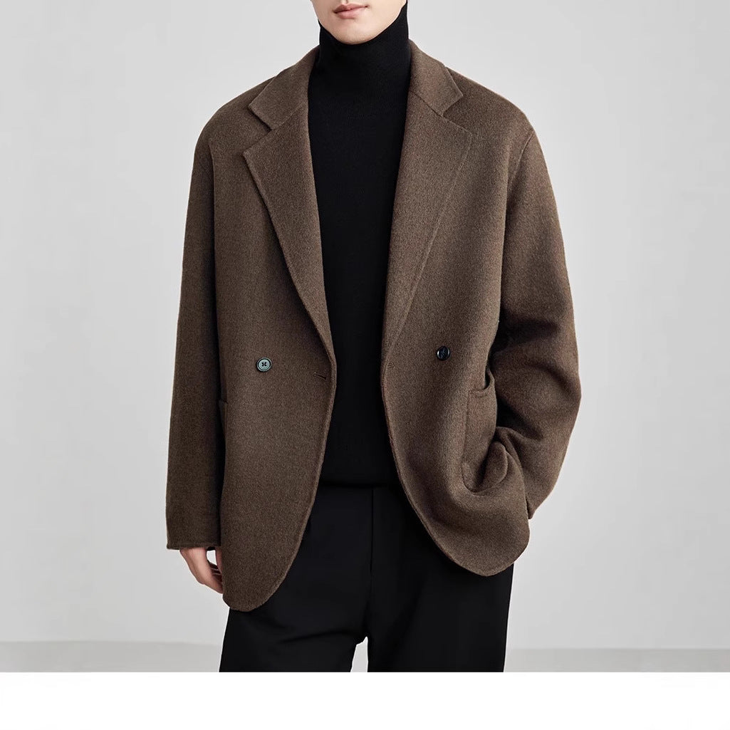 Herren Oversize Doppelknopf-Wollmix-Kurzmantel mit aufgesetzten Taschen Shop Nory