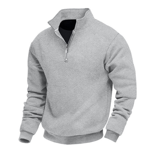 Herren Halbzip-Strickpullover mit geometrischer Struktur und Stehkragen Shop Nory