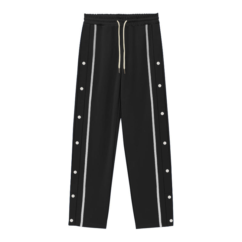 Herren Snap-Trackhose mit seitlichem Kontraststreifen, Druckknopf-Leiste und elastischem Bund Shop Nory