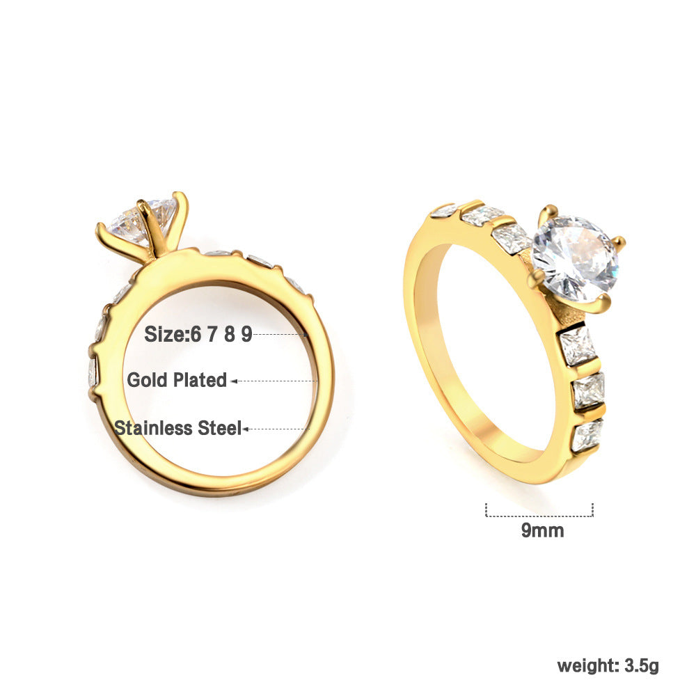 Damen Ring mit brillantem Zirkonia und eleganter Edelstahlfassung Shop Nory